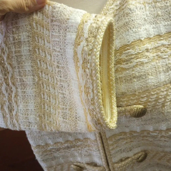 St. John Wool Blend Tweed Blazer New Sz 12 K61S0C1 Butterscotch Speckled $1695 - Picture 5 of 16